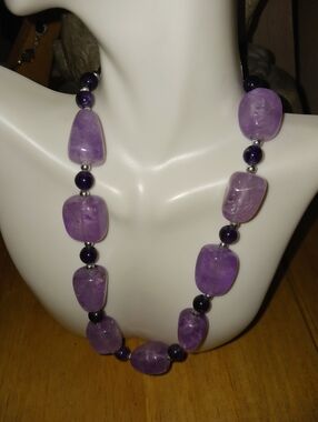 Purple Beaded Women’s Necklace - Amethyst Tone